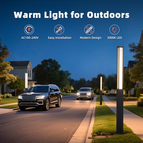 92" Tall Landscape Path Light, 100-240V Bollard
