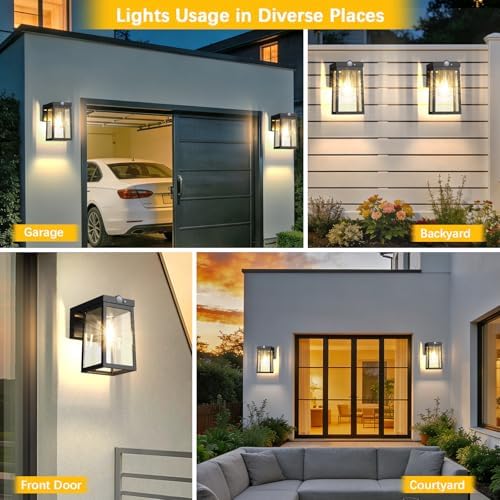 Greluna Solar Motion Sensor Glass Wall Lights, 2 Pack