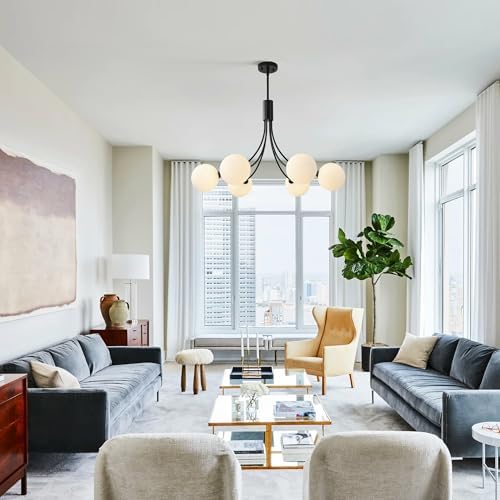 6-Light Black Modern Farmhouse Chandelier