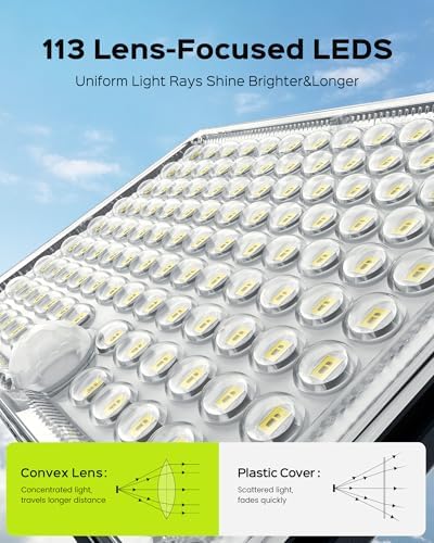 JACKYLED Motion Solar Lights, 2 Pack, 113 LED