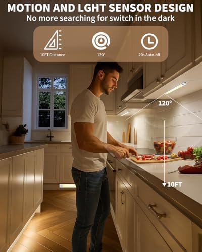 8-Inch Rechargeable Motion Sensor Under Cabinet Lights, 3 Pack