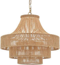 6-Light Wood Beaded Rattan Chandelier, 20-Inch
