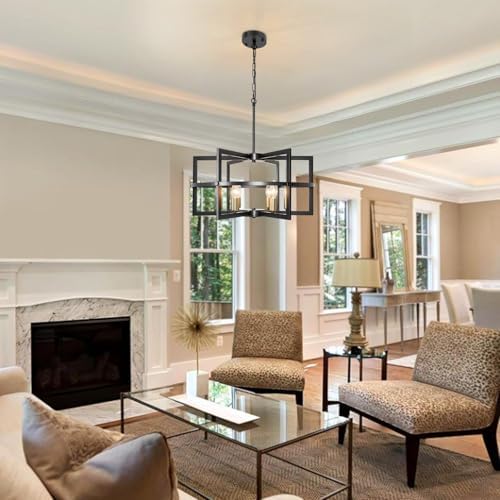 Modern Farmhouse Industrial Metal Pendant Light, Adjustable Height