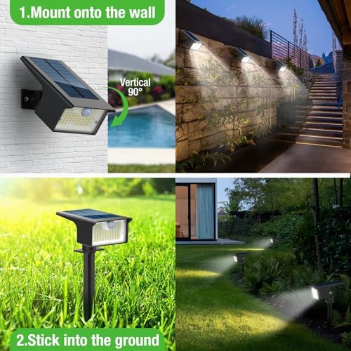 nipify 62 LED Solar Motion Sensor Spot Lights, 3 Pack