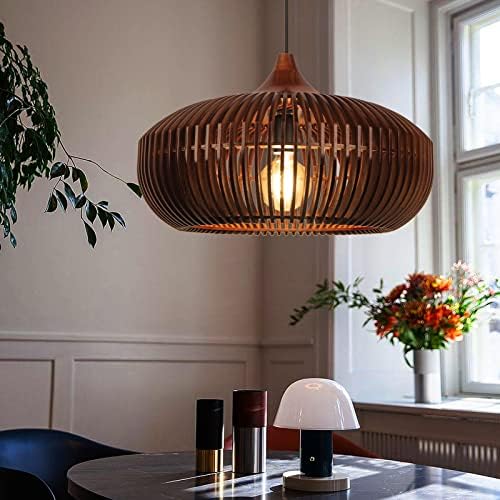 Arturesthome Farmhouse Round Wood Pendant Light