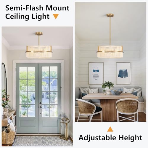 15.7" 3-Light Boho Drum Chandelier