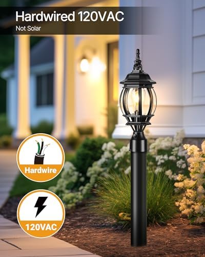 VIANIS Dusk-to-Dawn Outdoor Post Light, Pier Mount Base