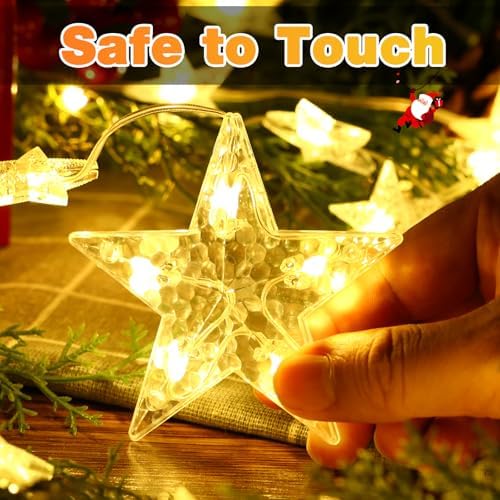 Christmas Star Curtain Lights, 74 LEDs, Warm White