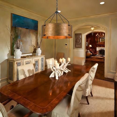 22" Copper Bronze Drum Chandelier