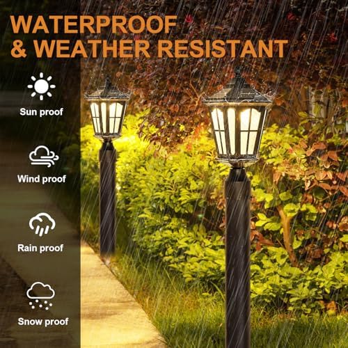 2 Pack Solar Lamp Post Lights, Black