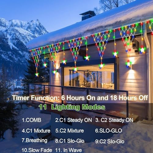 Christmas Dual-Color Star Net Lights, Triangle Mesh