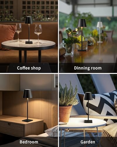 KDG 2 Pack Cordless Black Table Lamps