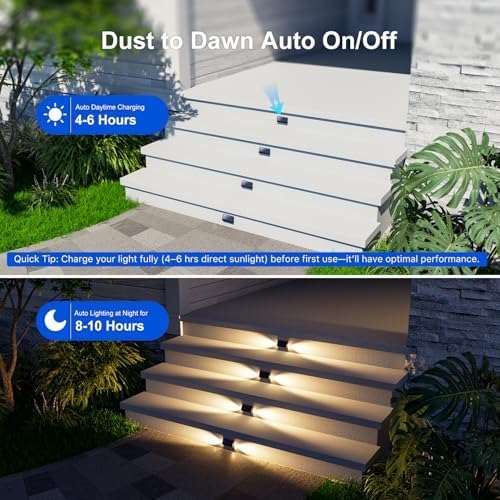 6-Pack Waterproof Solar Deck Stair Lights, Warm White