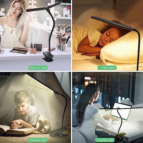 Black Rechargeable LED Clip Reading Light, 2600mAh