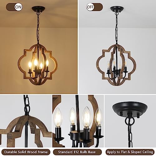 4-Light Brown Farmhouse Chandelier