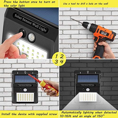 Solar Motion Sensor Wall Lights, 30 LED, Waterproof