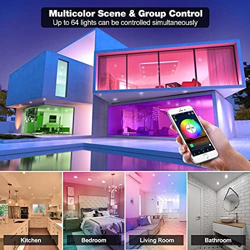 Smart 6 Inch RGBCW LED Recessed Can Light, 6 Pack