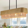 38 Inch Hand-Woven Rattan Chandelier