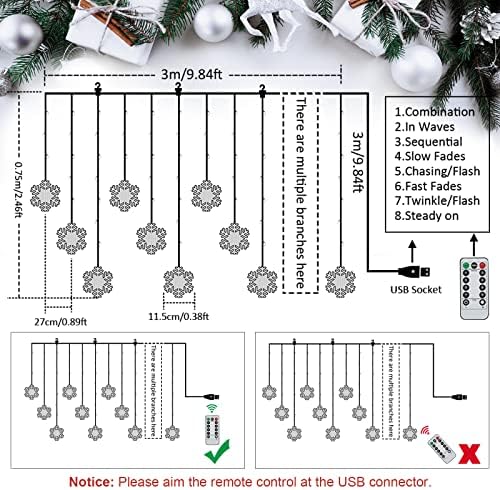 BLOOMWIN 204LED Christmas Fairy Curtain Lights, 9.8ft