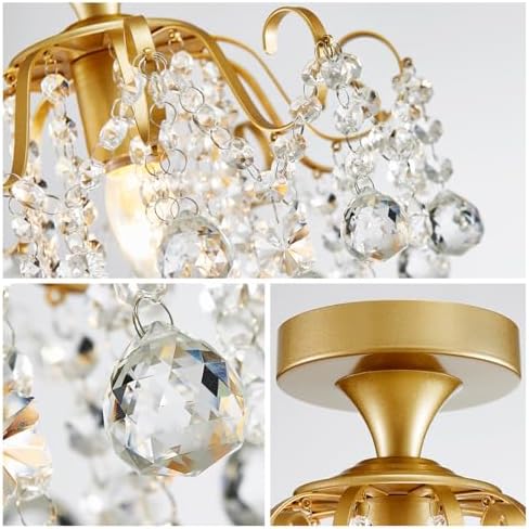 WUZUPS Crystal Chandelier Flushmount Ceiling Light Modern Lighting