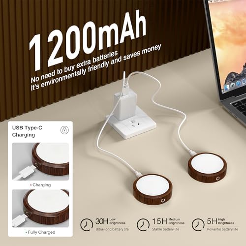Puck Lights with Remote Control Rechargeable, Full-Screen Wireless LED
