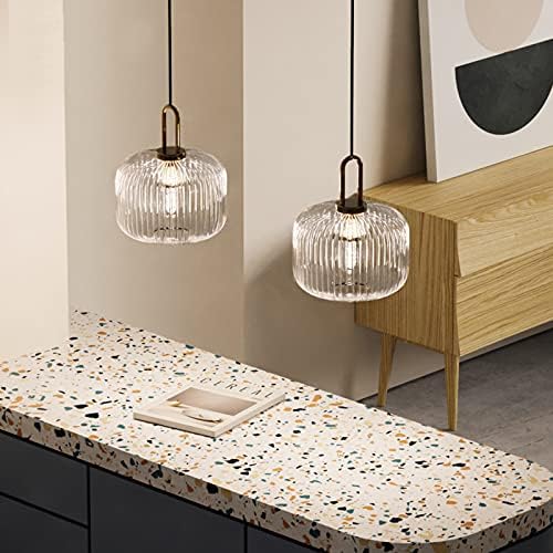 Industrial Vintage Ribbed Glass Pendant Light, Bronze Finish