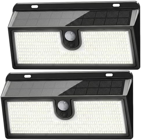 Solar Outdoor 452 LED Motion Sensor Flood Lights, 2 Pack