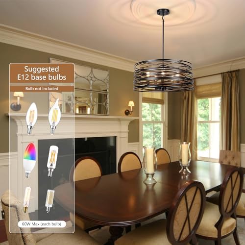 Sigaitwei 19.7-Inch 5-Light Drum Chandelier
