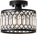 Pevfah 1-Light Crystal Black Semi Flush Ceiling Light, 9 in