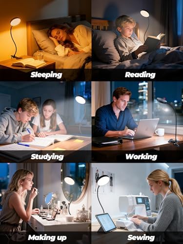 Clip on Light,10 RGB Colors+10 Brightness Small Desk Lamp with Clamp