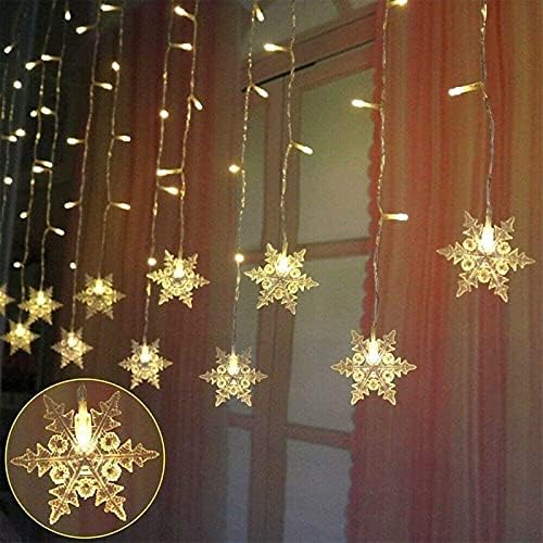 String Lights LED Curtain Light, 96 LED Snowflake Lights