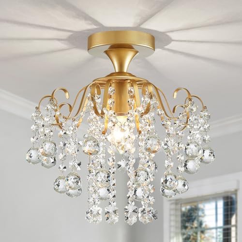 WUZUPS Crystal Chandelier Flushmount Ceiling Light Modern Lighting