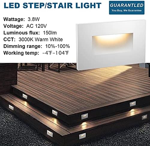 6-Pack 120V Selectable LED Step Lights, White Aluminum