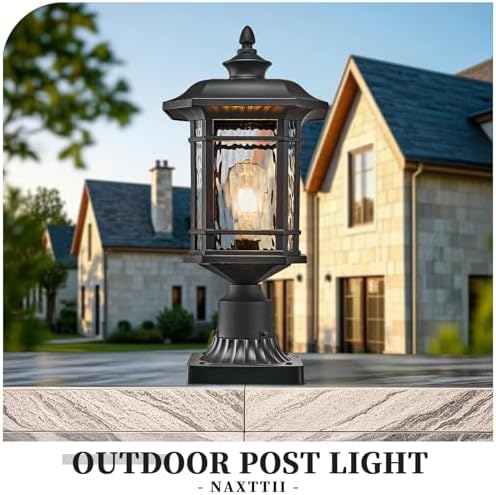 18.3" Outdoor Post Light with Water Ripple Glass