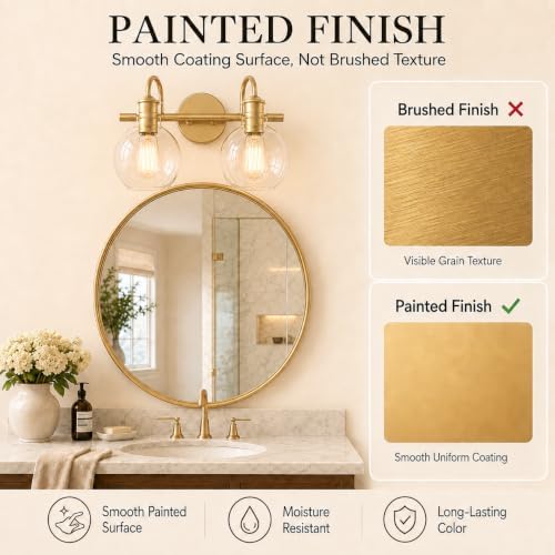 2 Lights Modern Gold Bathroom Vanity Light