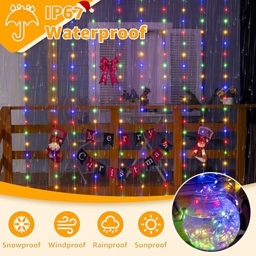 Ollny Curtain Lights, 300 LED, 9.8FT x 9.8FT