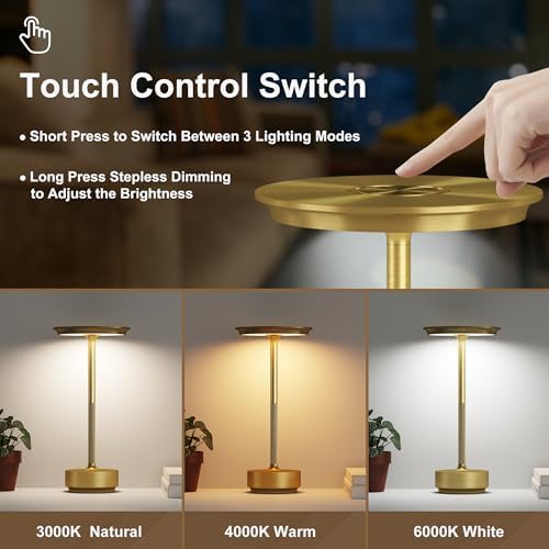 Cordless Rechargeable Table Lamps, 2 Pack, 5000mAh