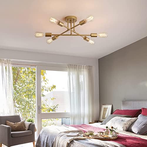 MEIXISUE Gold Modern Sputnik Chandelier, 6 Lights
