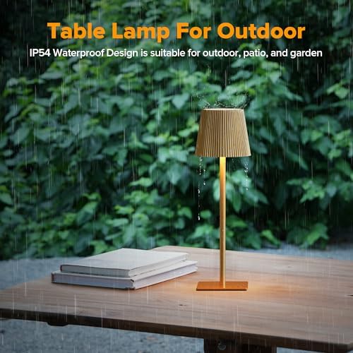 LUTEC 2 Pack Cordless Table Lamps, 6000mAh, Gold