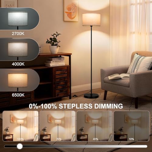 FRIDEKO HOME Floor Lamp, Beige Shade, Color-Changing Bulb