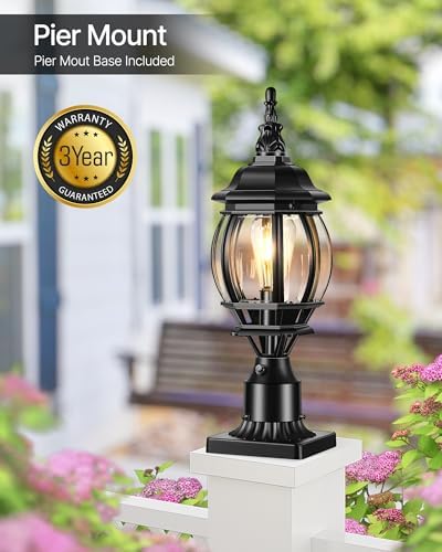 VIANIS Dusk-to-Dawn Outdoor Post Light, Pier Mount Base