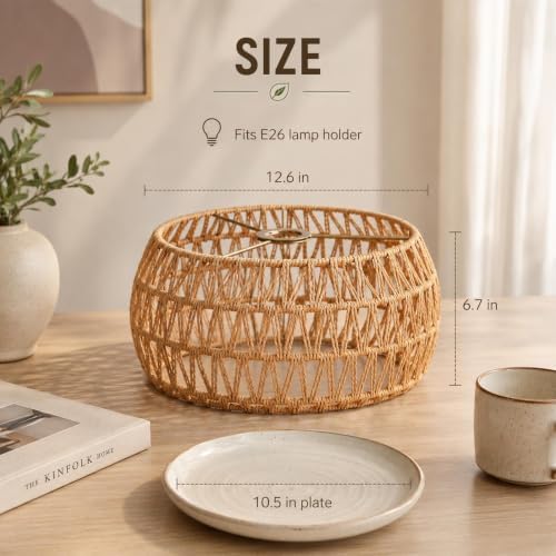 12.6 x 6.7 in Woven Rattan Lamp Shade