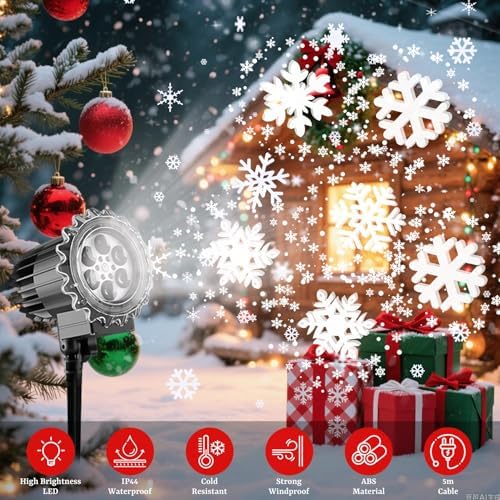 3D Snowflake LED Projector Lights, IP65 Waterproof