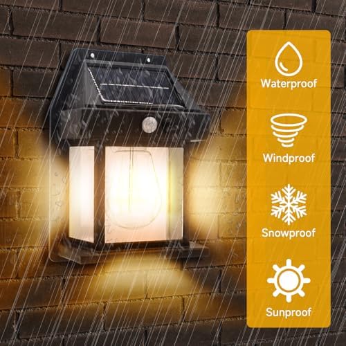 Black Solar Motion Sensor Wall Lights, 3 Modes