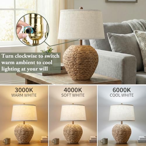 TOBUSA 25’’ Rattan Table Lamp