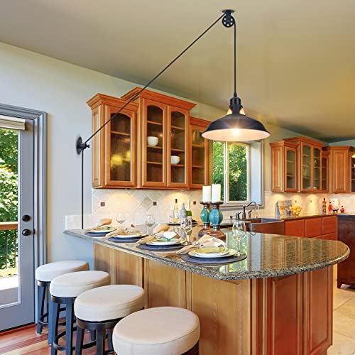 Lomoky Black Barn Plug-In Pendant Light, 2 Pack