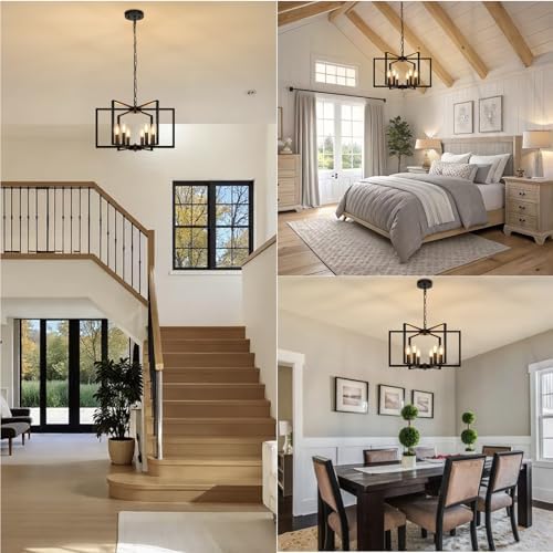 Black Farmhouse 6-Light Geometric Chandelier