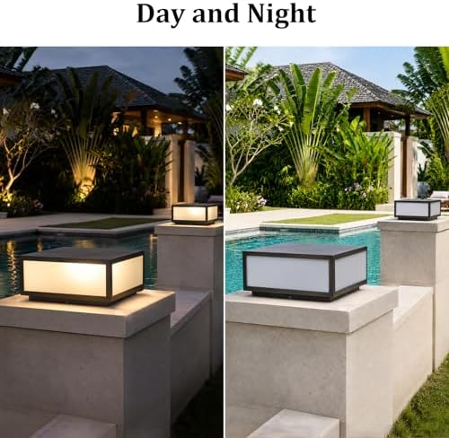 9.84 Inch Black Square Outdoor Column Post Light