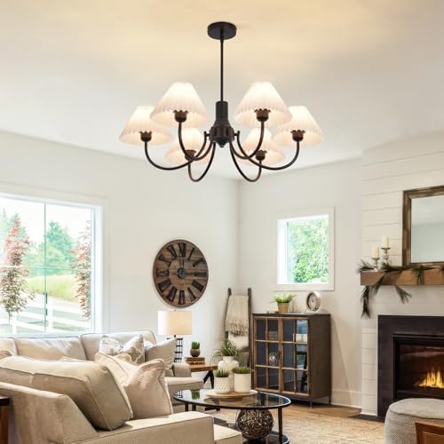 6-Light Modern Black Industrial Farmhouse Chandelier