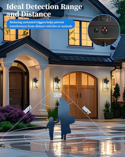 17" Solar Porch Lights, 2 Pack, Black